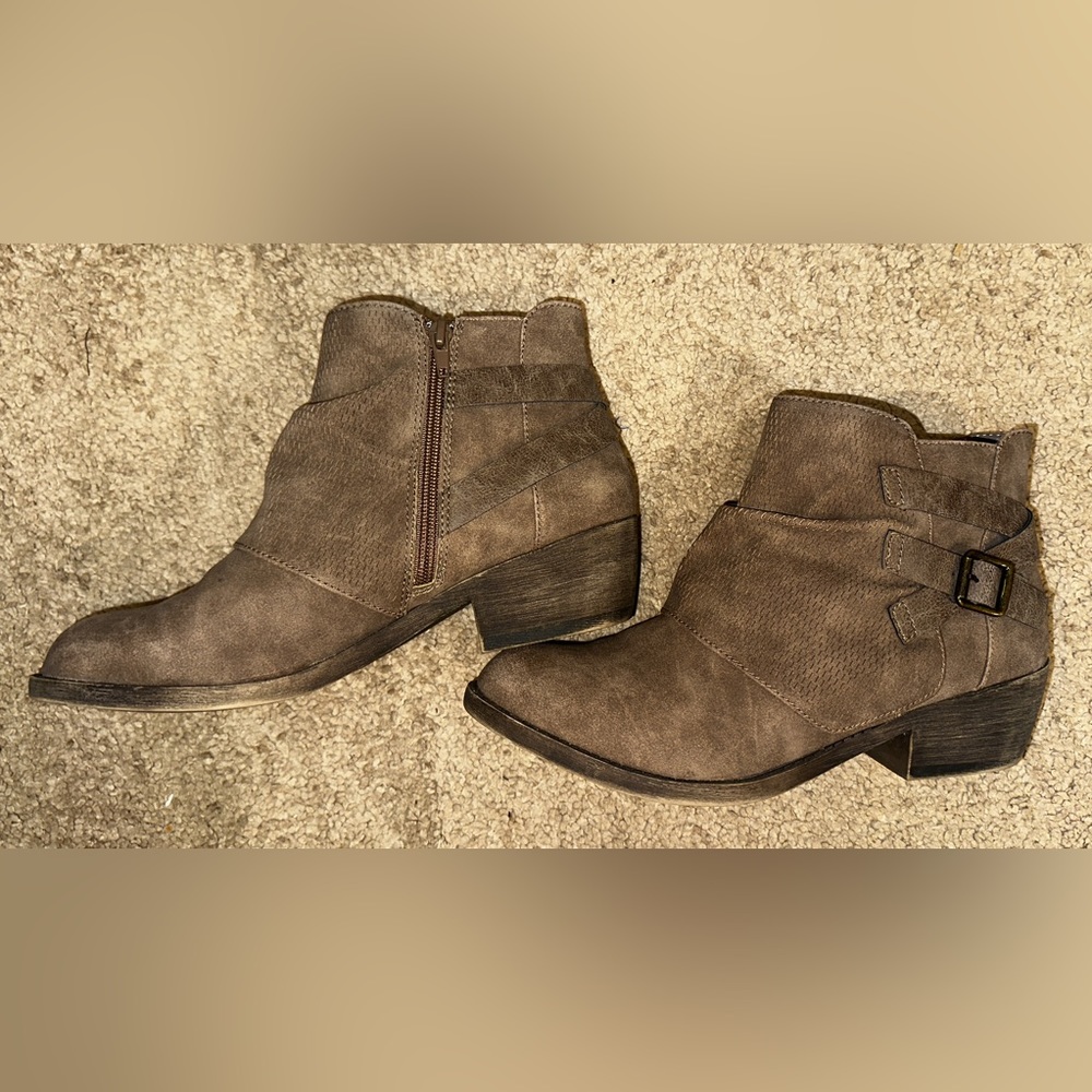 Maurice’s raegan multi strap ankle bootie.